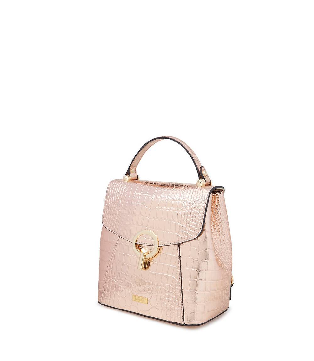 Loriblu Borsa a mano rosa in pelle laminata stampa cocco Lightning offer