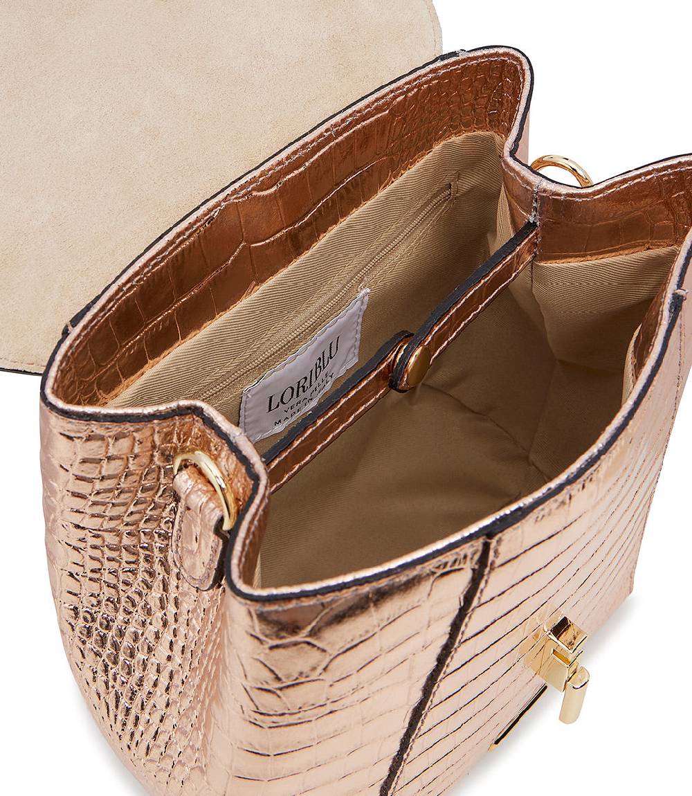 Loriblu Borsa a mano rosa in pelle laminata stampa cocco Lightning offer