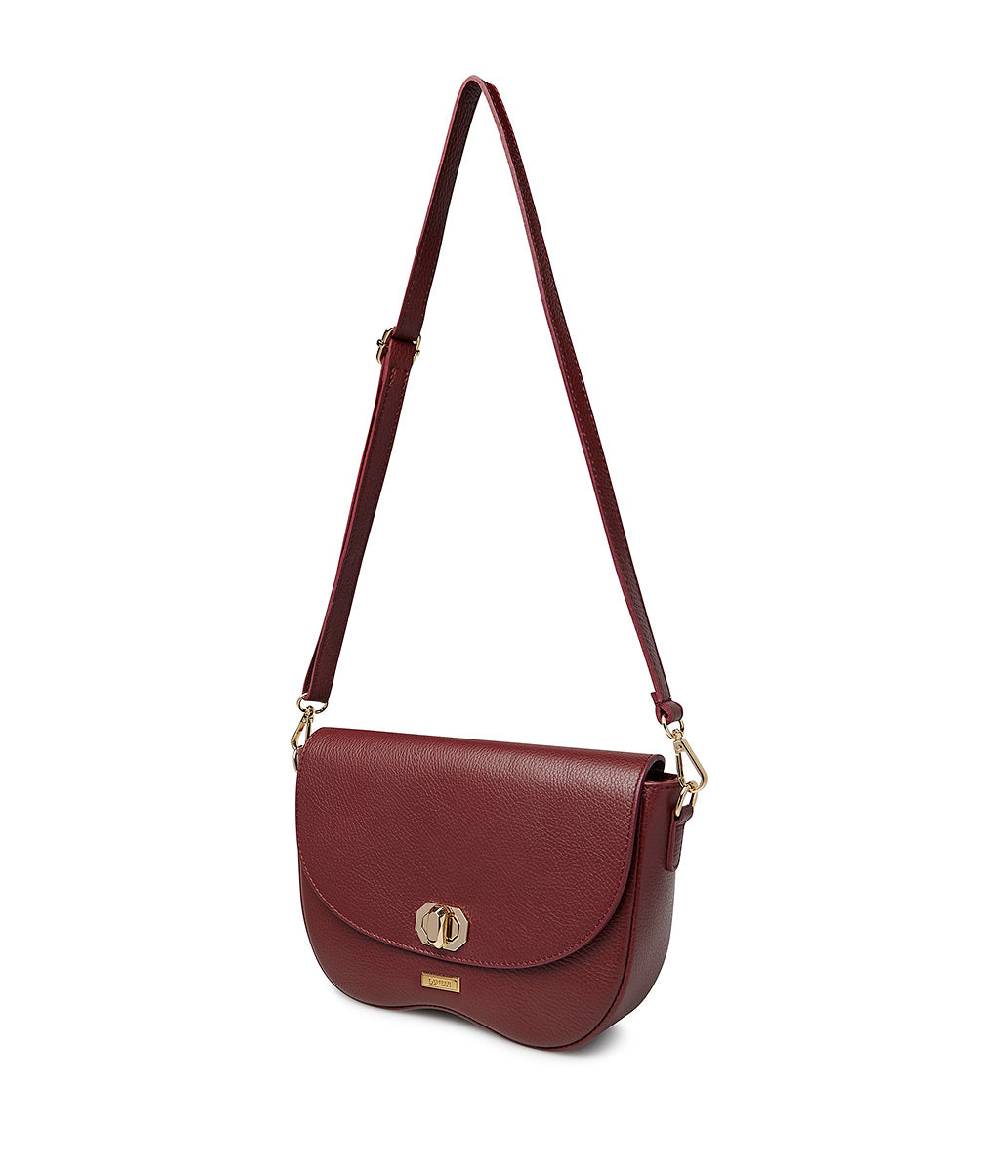 Loriblu Borsa a tracolla in pelle rosso scuro testurizzata Nuovi prodotti