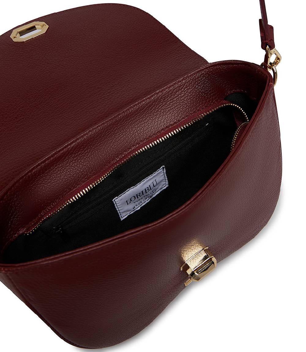 Loriblu Borsa a tracolla in pelle rosso scuro testurizzata Nuovi prodotti