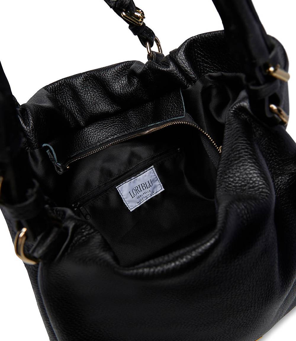 Loriblu Borsa nera in pelle martellata Liquidazione