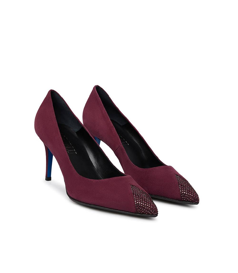 Loriblu Décolleté in camoscio borgogna con cristalli Offerte speciali