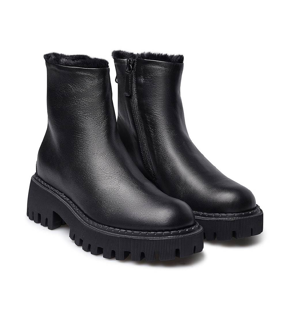 Loriblu Stivaletto in vitello nero con fodera montone Latest stili