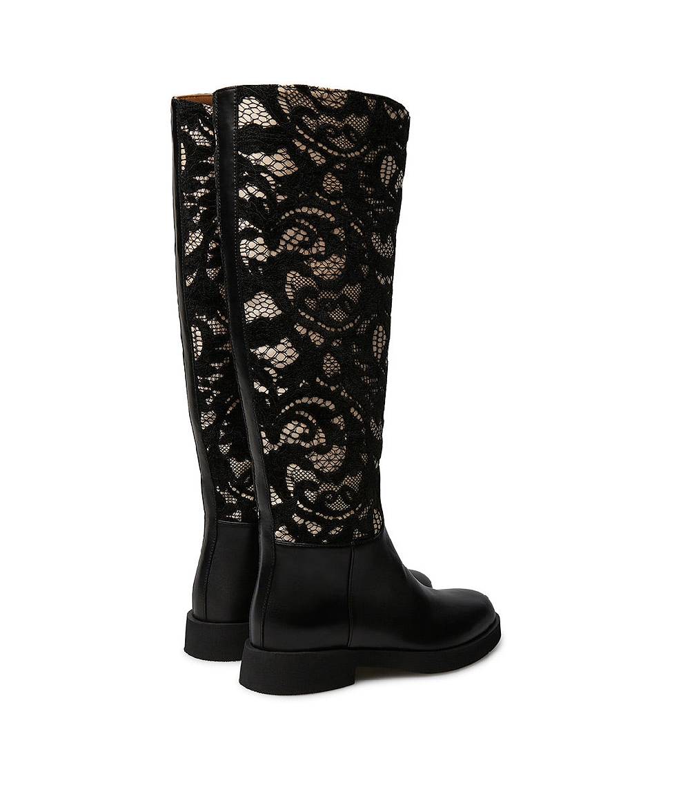 Loriblu Stivale in vitello nero e pizzo Fino al 60% di sconto