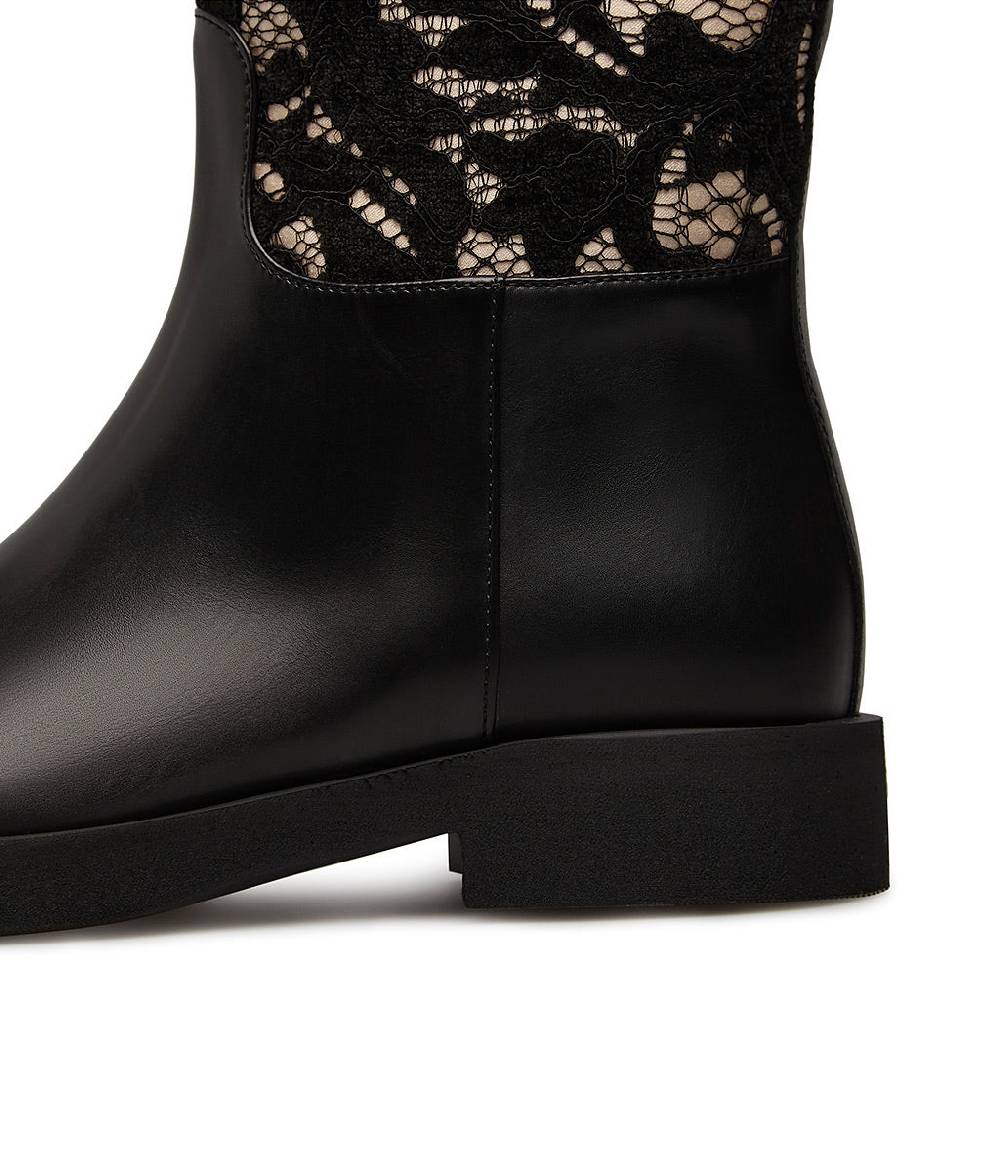 Loriblu Stivale in vitello nero e pizzo Fino al 60% di sconto