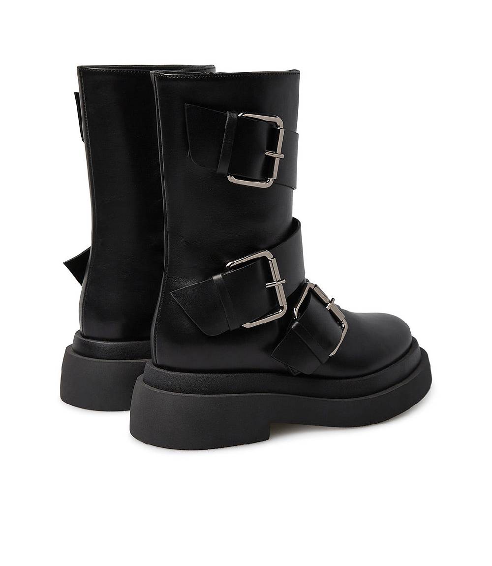 Loriblu Stivaletto in vitello nero con cinturini Fino al 55% di sconto