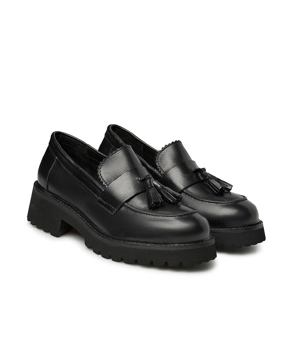 Loriblu Mocassini in nappa nera con nappine Super sconto