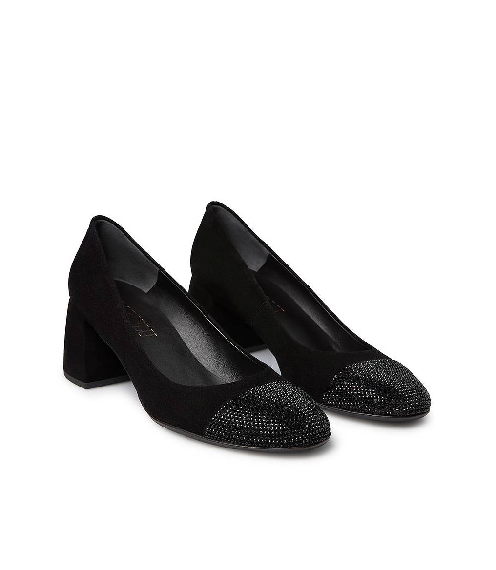 Loriblu Décolleté in camoscio nero con cristalli Trasporto libero internazionale