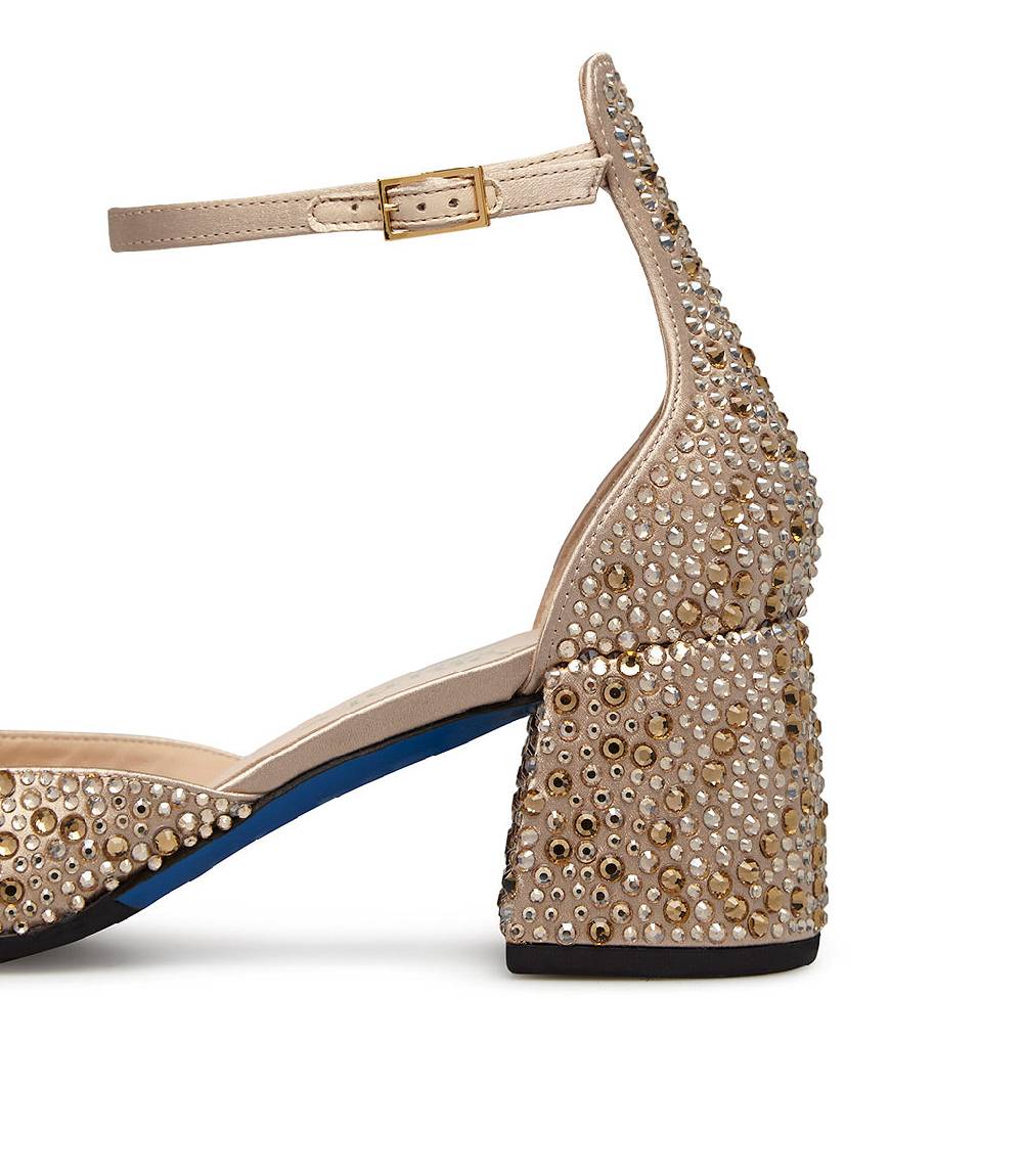Loriblu Décolleté Mary Jane in raso beige con cristalli all-over Limitato a 3 giorni