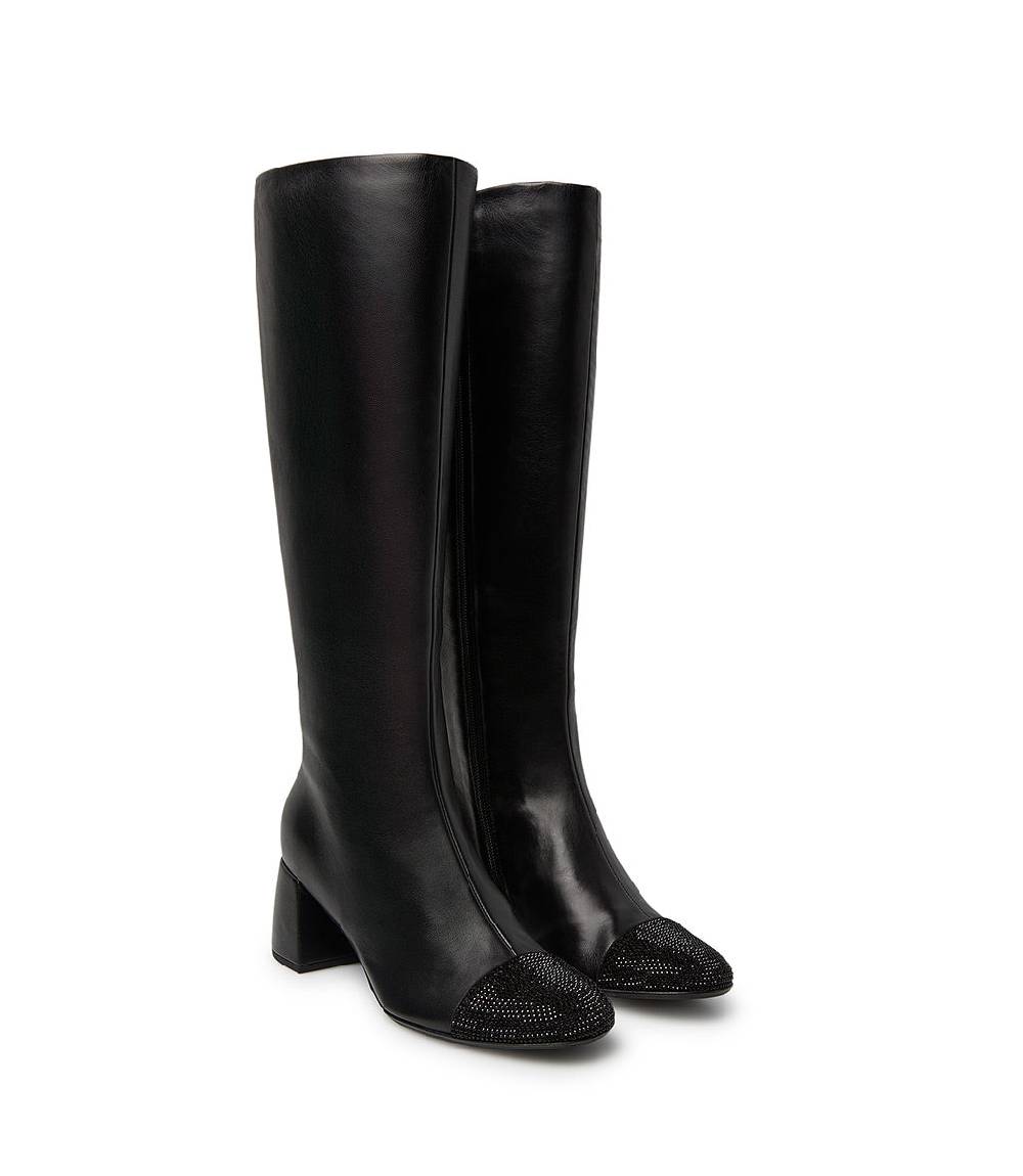 Loriblu Stivale in nappa nera con cristalli Esporta salva