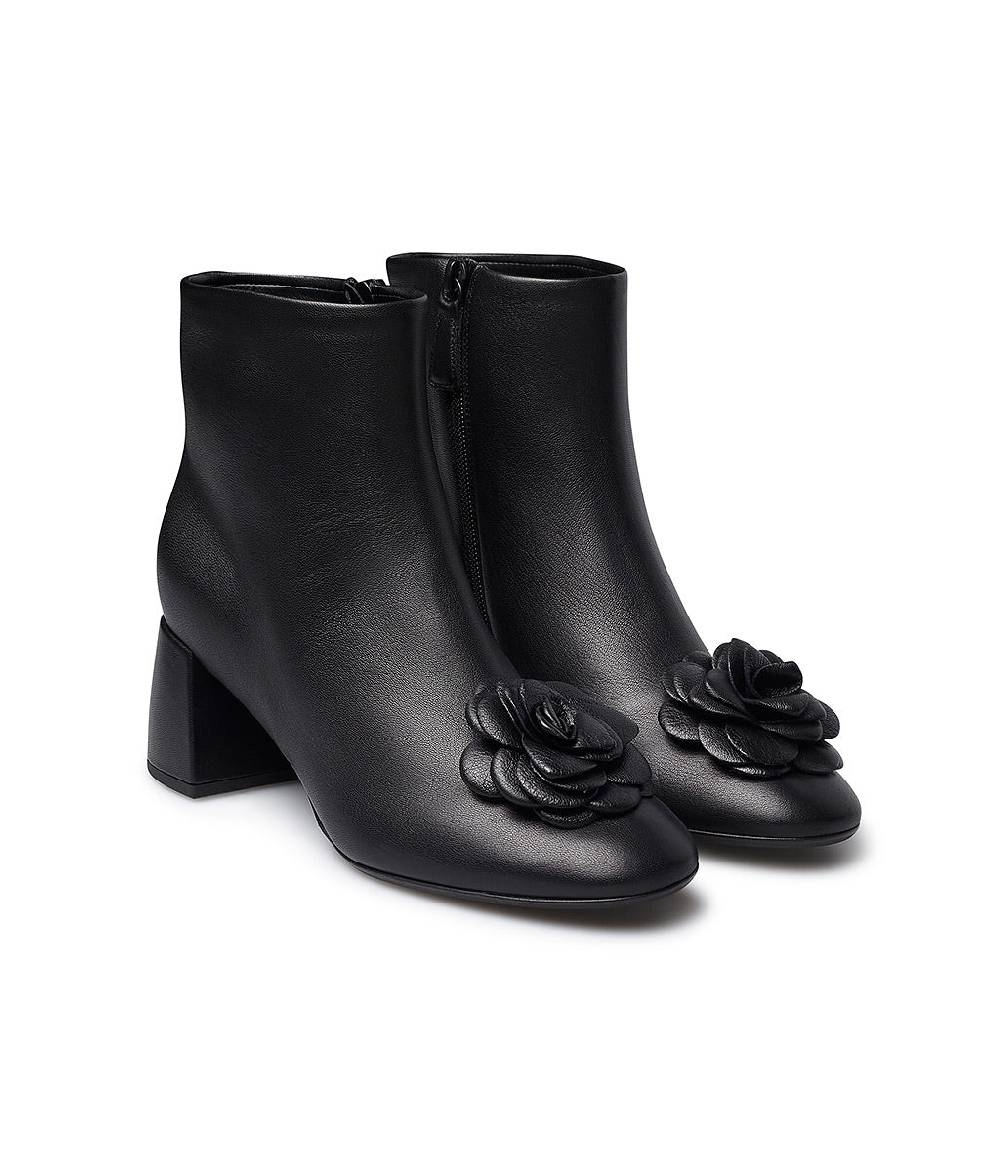 Loriblu Stivaletto in nappa nera con fiore Black Friday Prezzi