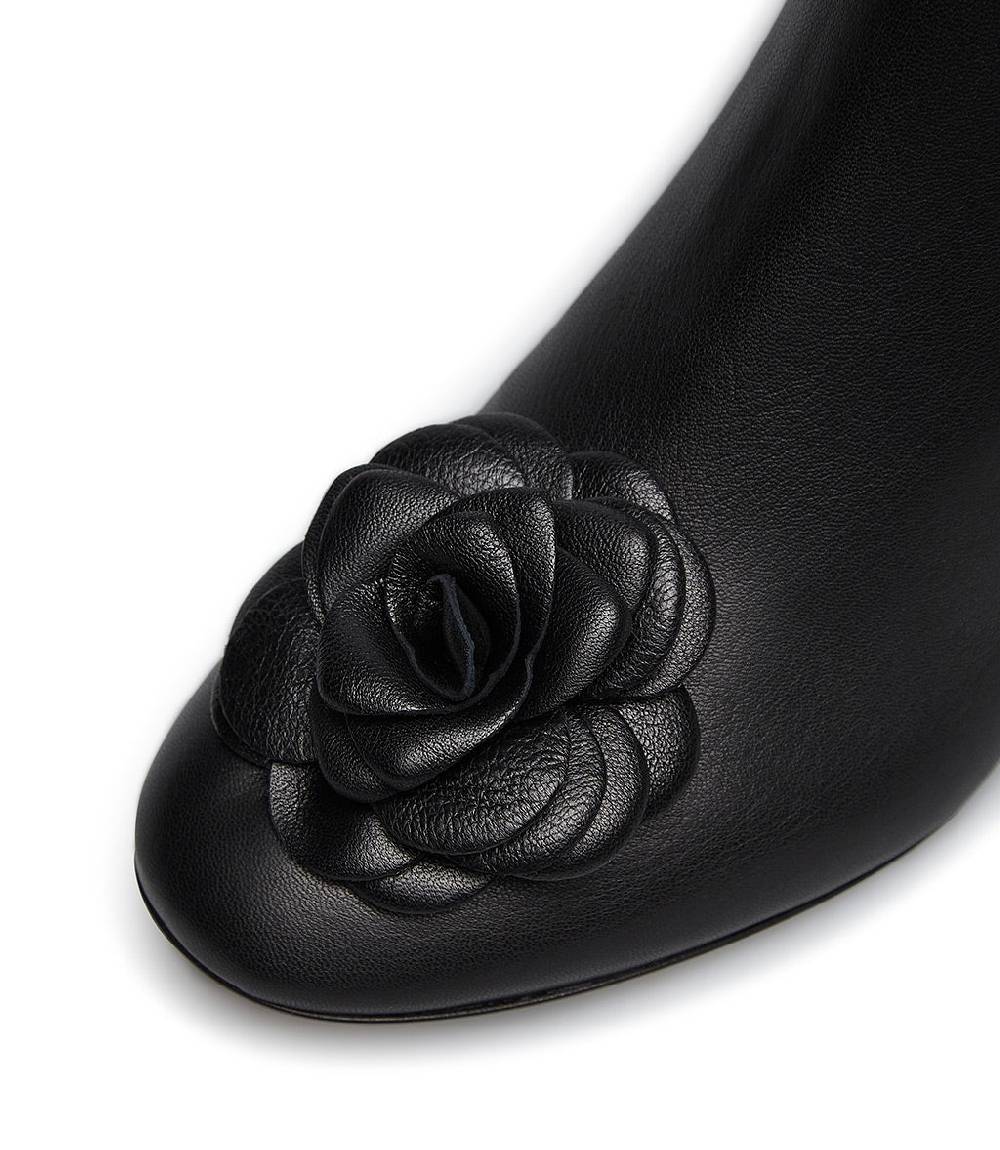 Loriblu Stivaletto in nappa nera con fiore Black Friday Prezzi