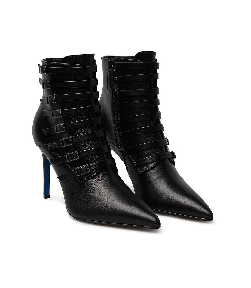Loriblu Stivaletto in nappa nera con cinturini Italia