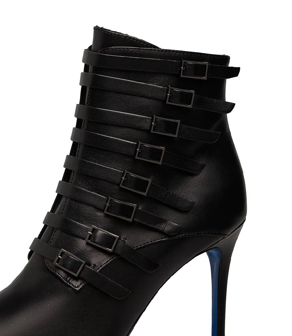 Loriblu Stivaletto in nappa nera con cinturini Italia