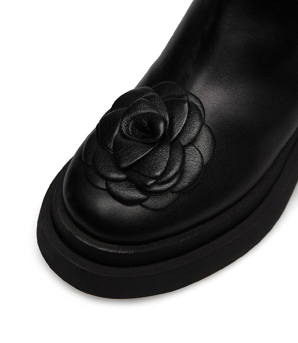 Loriblu Stivaletto in vitello nero con fiore Nuovo