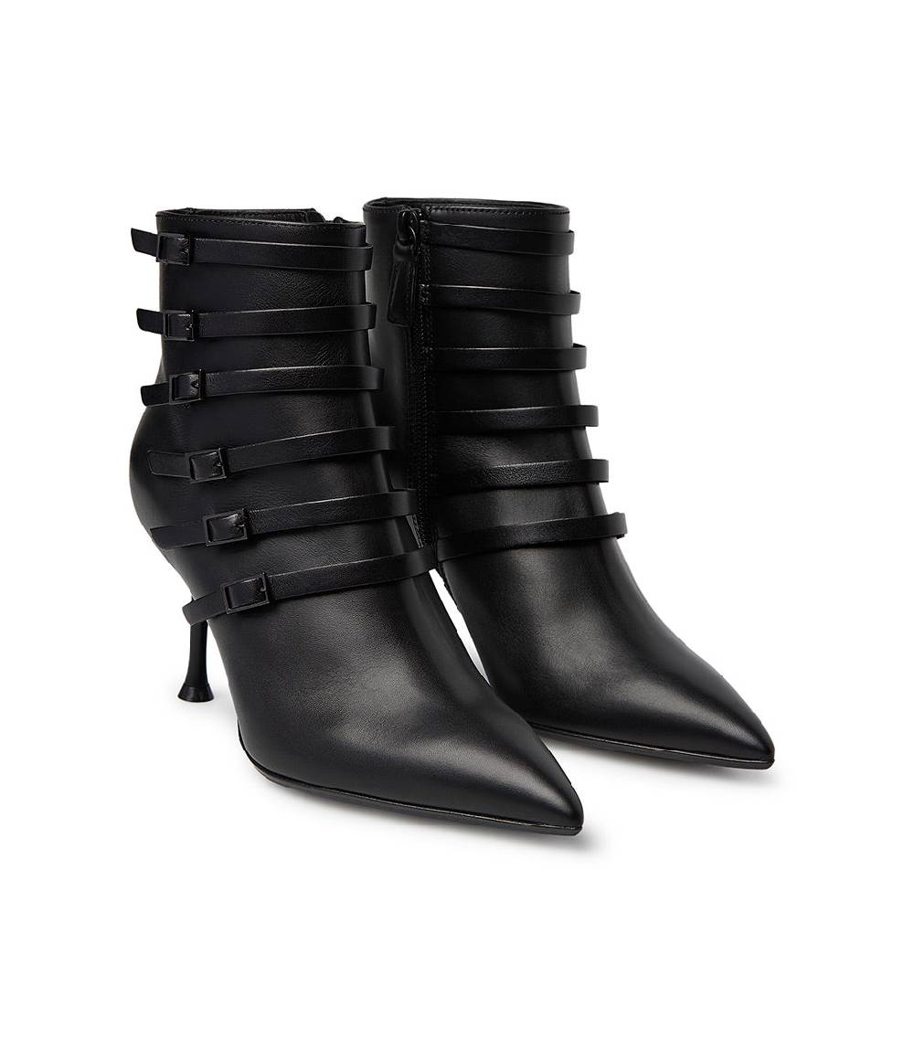 Loriblu Stivaletto in nappa nera con cinturini Pezzi Unici