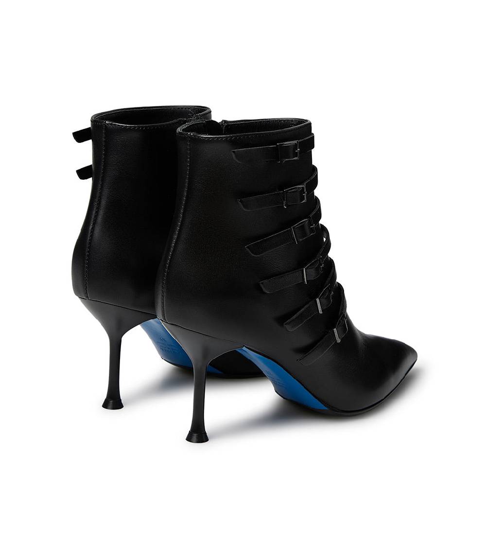 Loriblu Stivaletto in nappa nera con cinturini Pezzi Unici