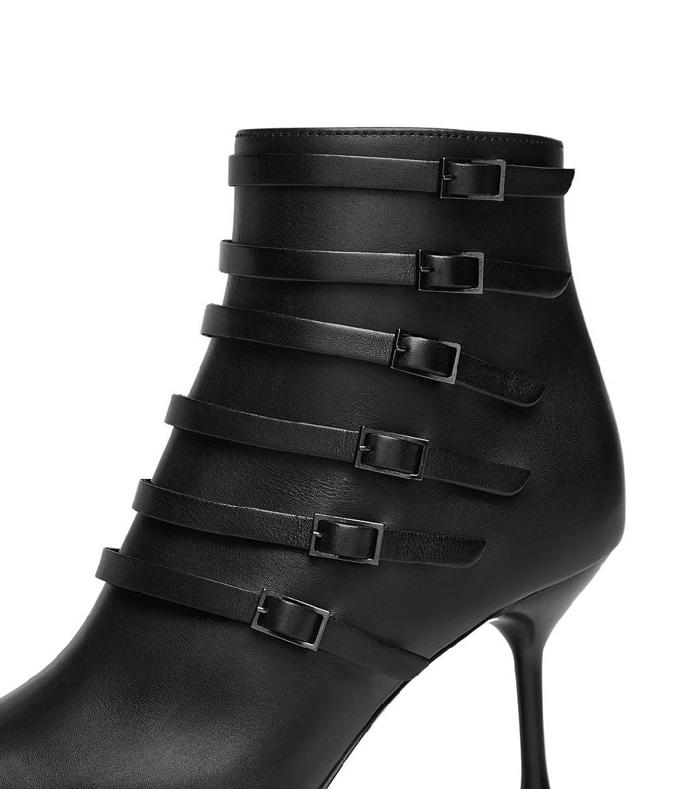 Loriblu Stivaletto in nappa nera con cinturini Pezzi Unici