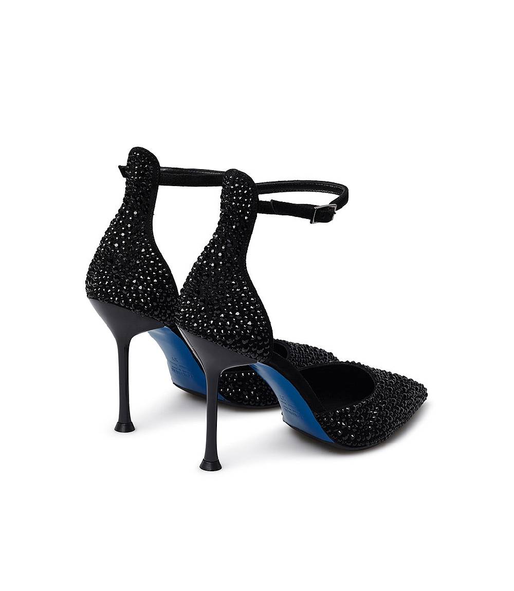 Loriblu Décolleté gioiello in raso nero con cristalli all-over Sconto