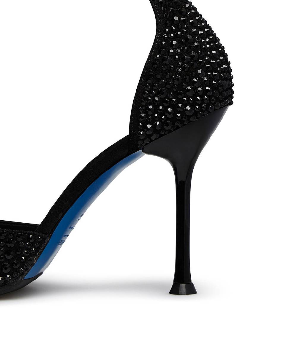Loriblu Décolleté gioiello in raso nero con cristalli all-over Sconto