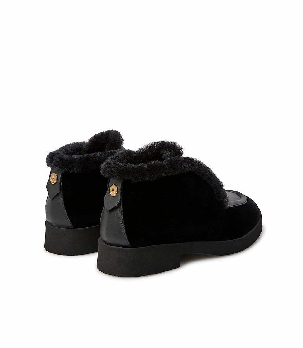 Loriblu Mocassini in camoscio e nappa nera con fodera shearling Online
