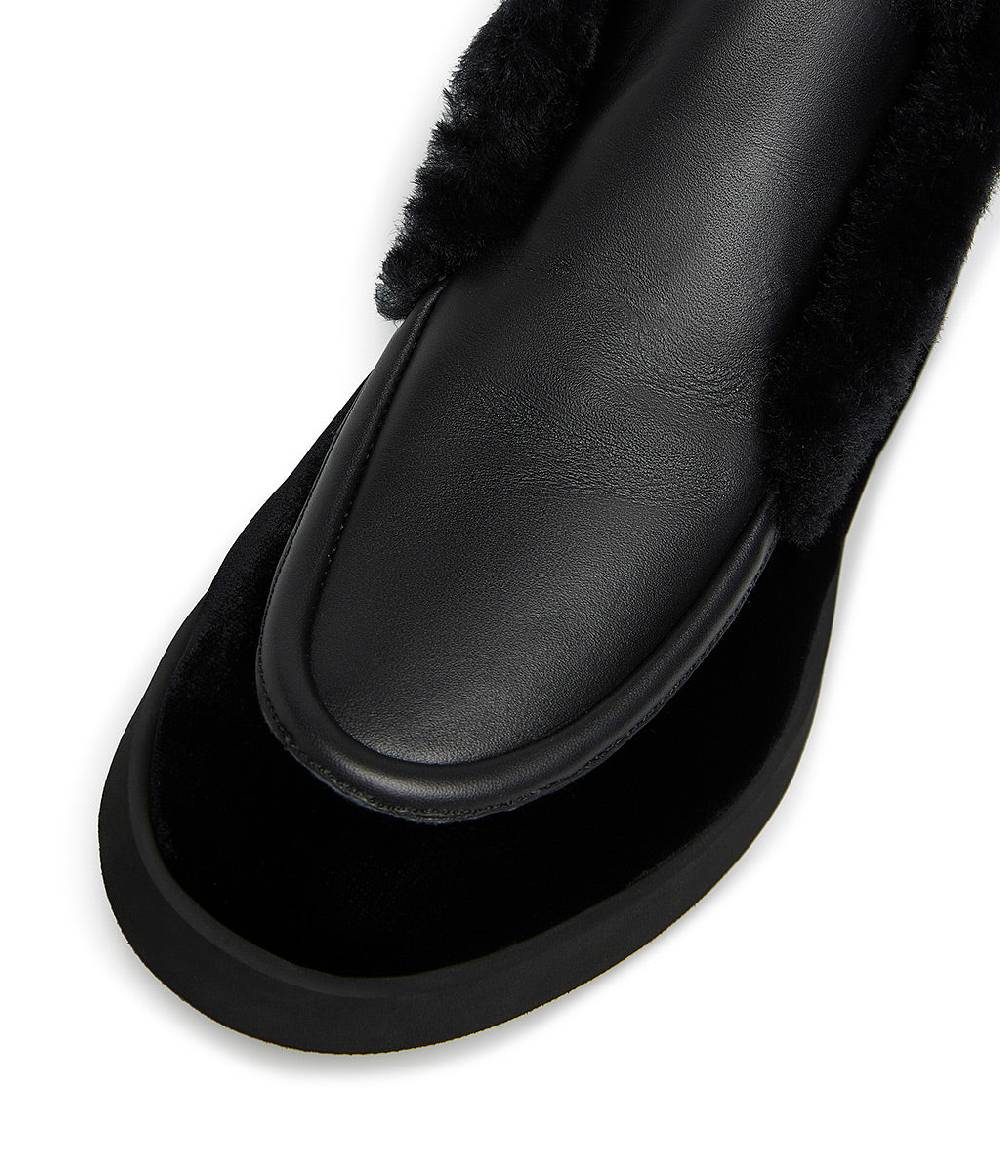 Loriblu Mocassini in camoscio e nappa nera con fodera shearling Online