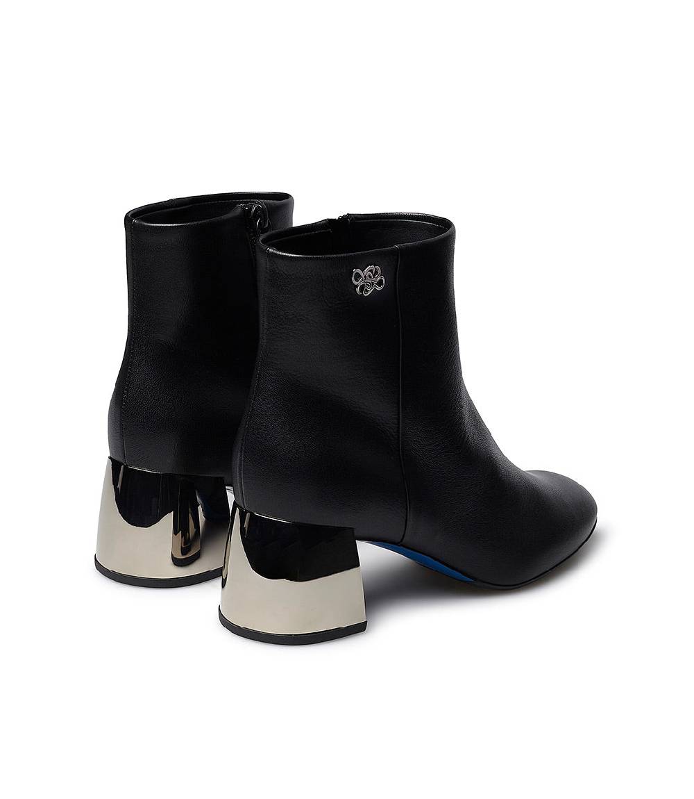 Loriblu Stivaletto in nappa nera con tacco metal argento Outlet