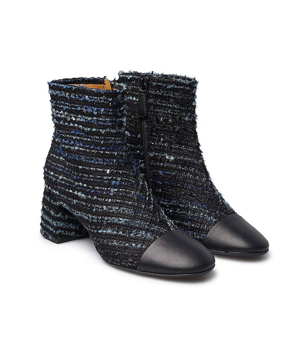 Loriblu Stivaletto in tessuto tweed e nappa blu Saldi