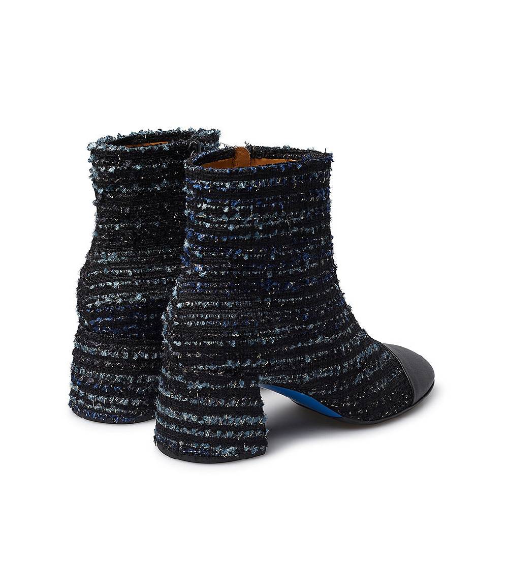 Loriblu Stivaletto in tessuto tweed e nappa blu Saldi