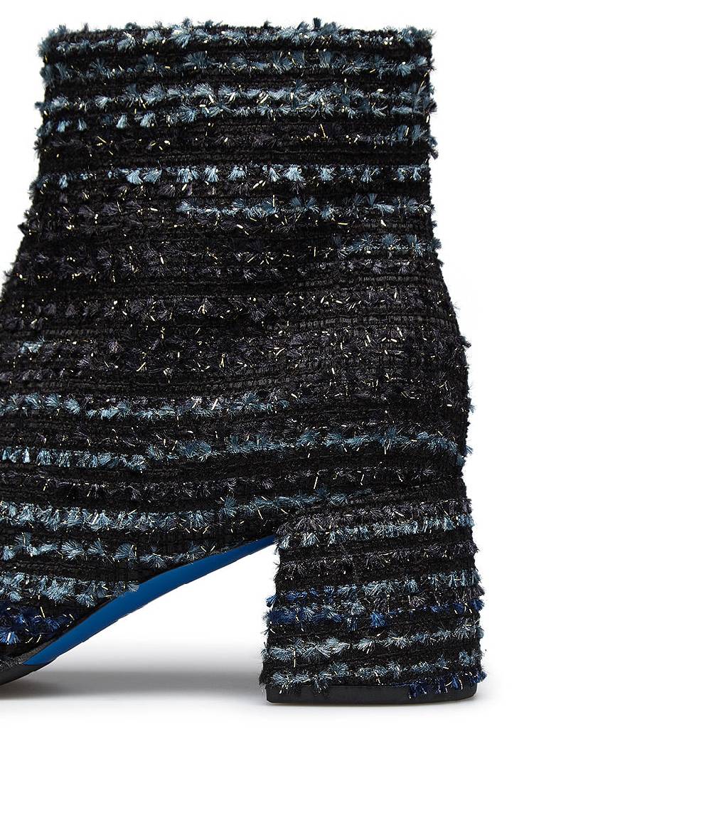 Loriblu Stivaletto in tessuto tweed e nappa blu Saldi