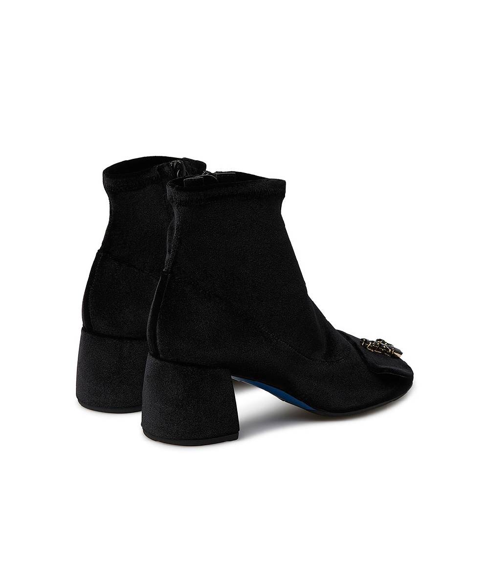 Loriblu Stivaletti in velluto nero con Logo Signature cristalli Offerte