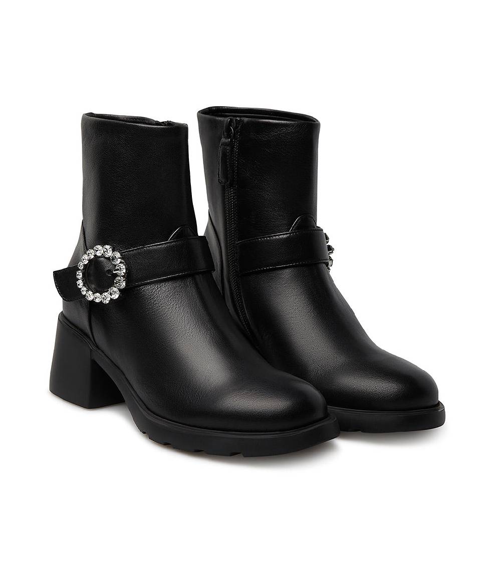 Loriblu Stivaletto in nappa nera con fibbia gioiello Hotsell