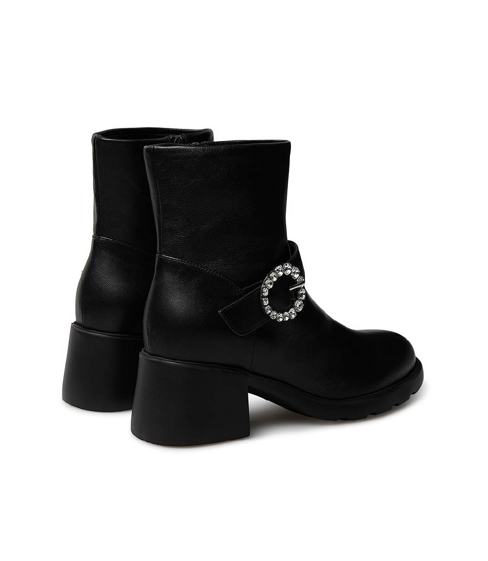 Loriblu Stivaletto in nappa nera con fibbia gioiello Hotsell