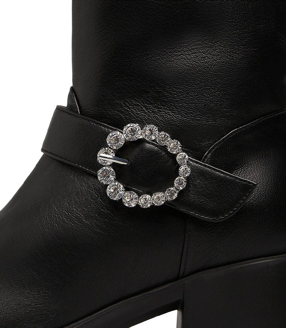 Loriblu Stivaletto in nappa nera con fibbia gioiello Hotsell