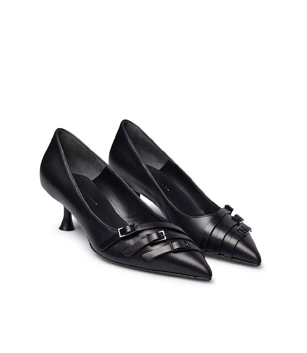 Loriblu Décolleté in nappa nera con cinturini Vendita Calda