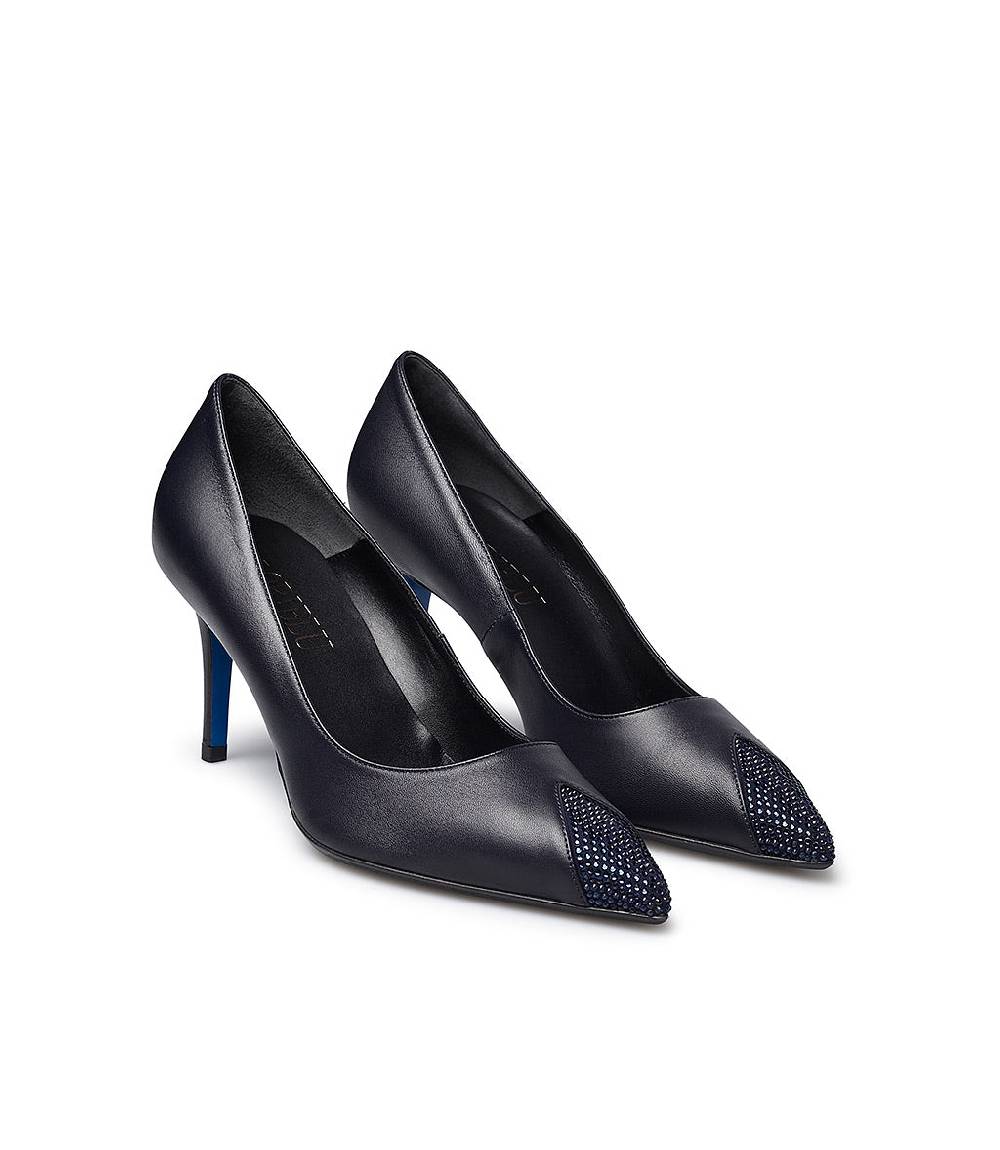 Loriblu Décolleté in nappa blu con cristalli Nuova