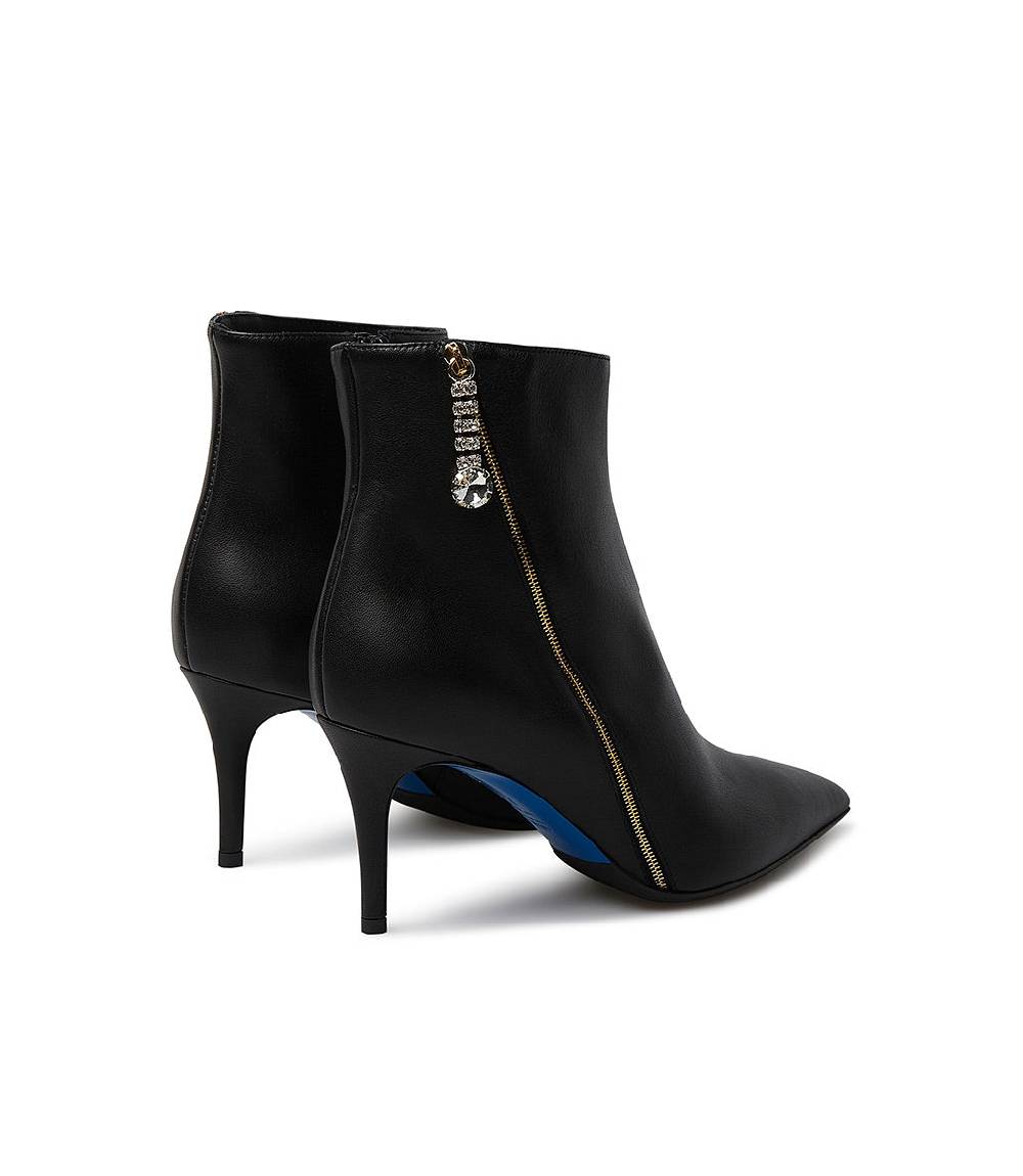 Loriblu Stivaletto in nappa nera con zip decorativa oro Moda
