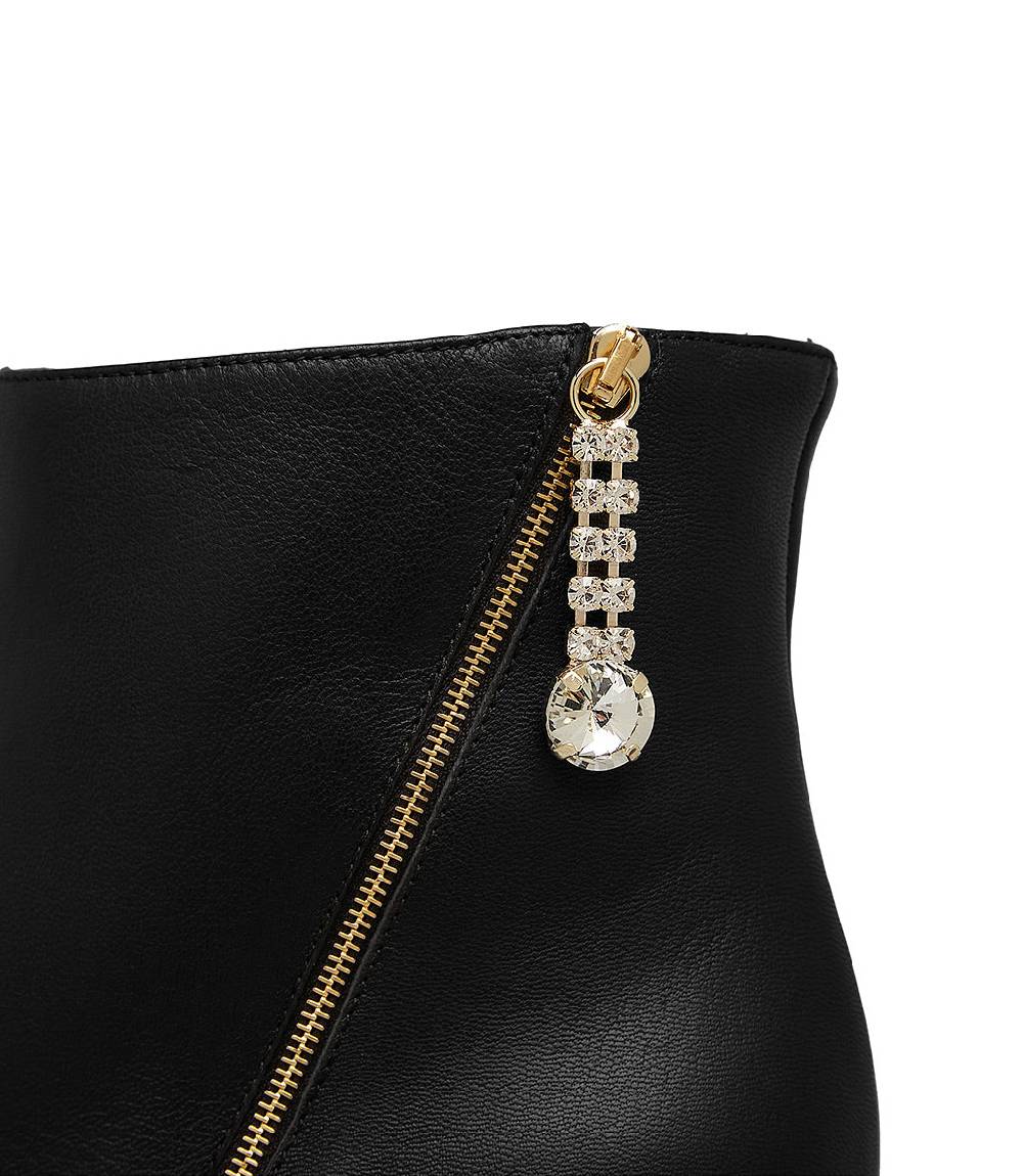 Loriblu Stivaletto in nappa nera con zip decorativa oro Moda