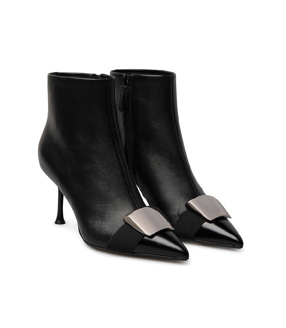 Loriblu Stivaletto in nappa nera con placca Logo metal Sconto di tempo limitato