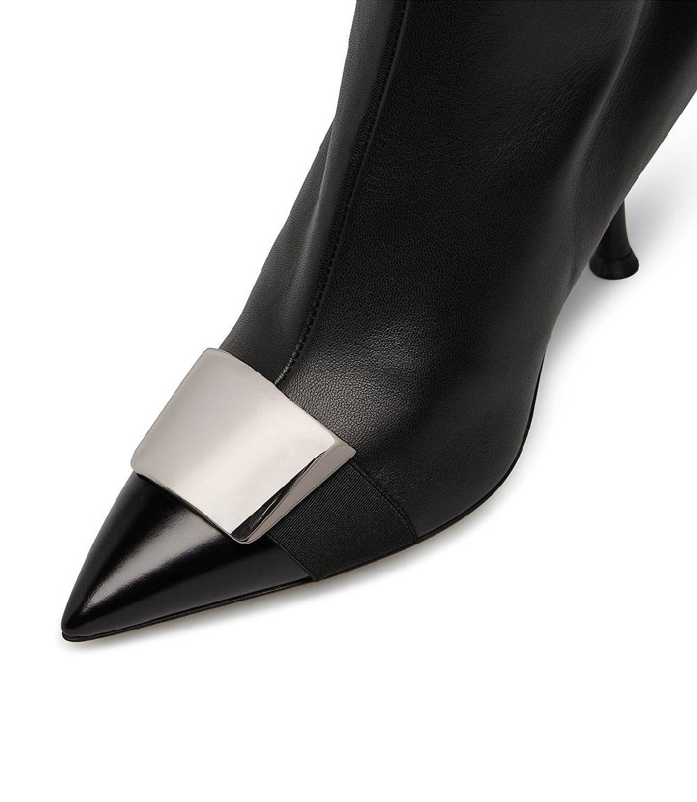 Loriblu Stivaletto in nappa nera con placca Logo metal Sconto di tempo limitato