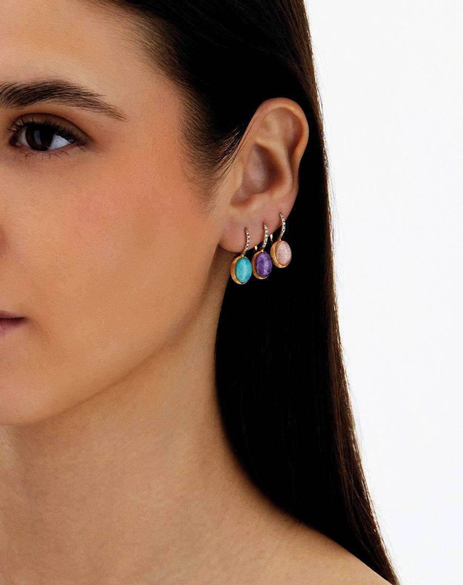 Nanis Orecchini Ciliegine Anice "Boules" in oro inciso, diamanti, cristallo – Nanis Italian Jewels Novità