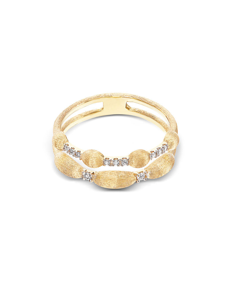 Nanis Anello "DANCING ÉLITE" a doppia fascia con boules irregolari in oro e – Nanis Italian Jewels Qualità
