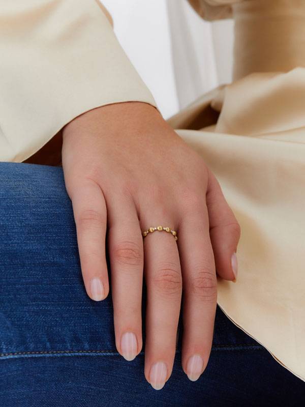 Nanis Anello "DANCING ÉLITE" con accenti di diamante e piccole boules in oro – Nanis Italian Jewels Comprare a buon mercato