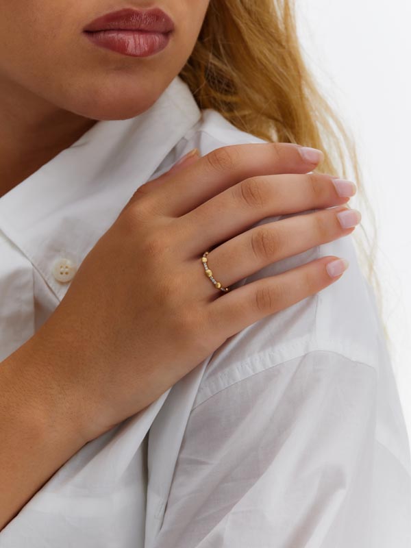 Nanis Anello "DANCING ÉLITE" con boules in oro e barrette di diamanti – Nanis Italian Jewels Pezzi Unici
