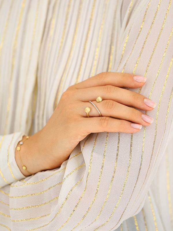 Nanis Anello ad incrocio "DANCING ÉLITE" con boules incise a mano in oro e d – Nanis Italian Jewels Qualità Garantita
