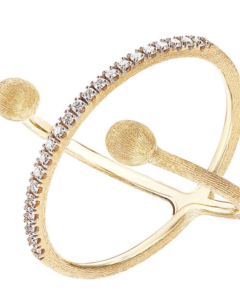 Nanis Anello ad incrocio "DANCING ÉLITE" con boules incise a mano in oro e d – Nanis Italian Jewels Negozi Online