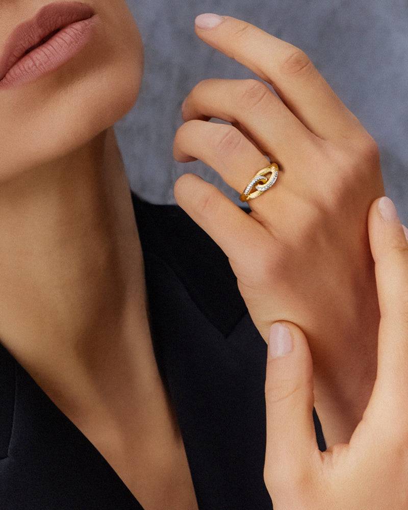 Nanis Anello "LIBERA" intrecciato in oro e diamanti – Nanis Italian Jewels Sottocosto