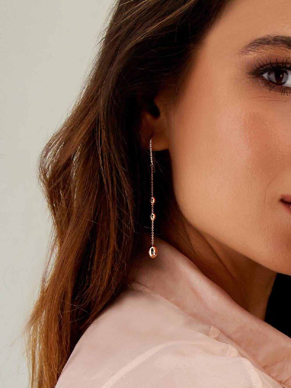 Nanis Orecchini "soffio" pendenti lunghi in oro rosa e diamanti – Nanis Italian Jewels Vendita Calda