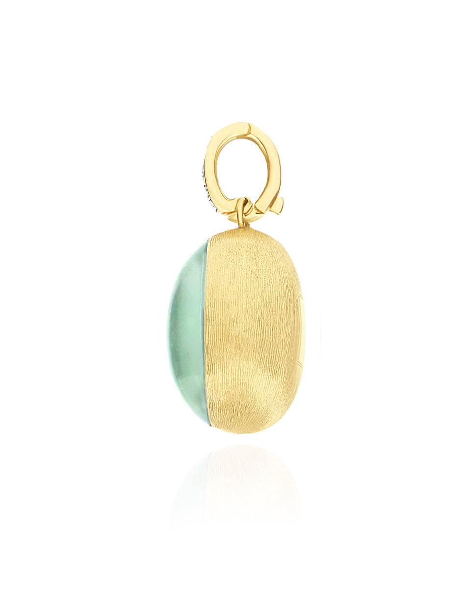 Nanis Charm Lattementa "Boules" in oro inciso, diamanti, cristallo di rocca – Nanis Italian Jewels Pezzi Unici