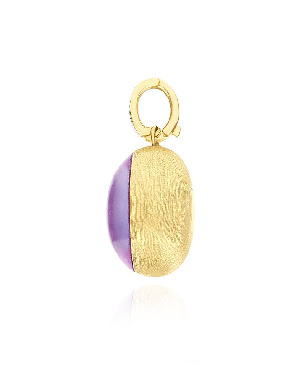 Nanis Charm Violetta "Boules" in oro inciso, diamanti, lepidolite e madreper – Nanis Italian Jewels Negozi Online